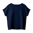 thumbnail image 4 of Jewelreauty Two Piece Linen Outfits for Women Wide Leg Cargo Pants Set with Short Sleeve Tops Summer Clothes (XL, Navy), 4 of 8