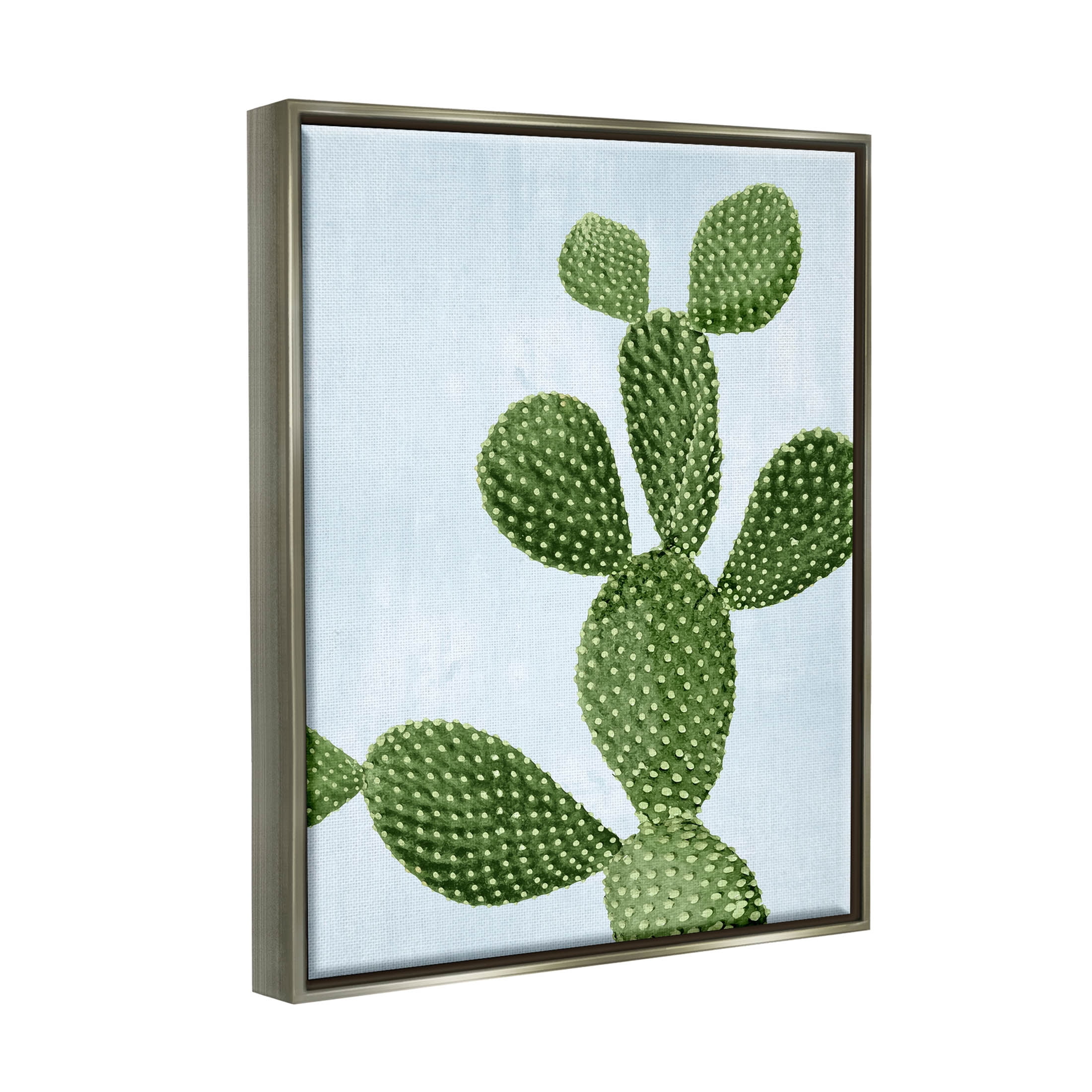 Prickly Pear Desert Cactus Botanical & Floral Graphic Art Luster Gray Framed Art Print Wall Art