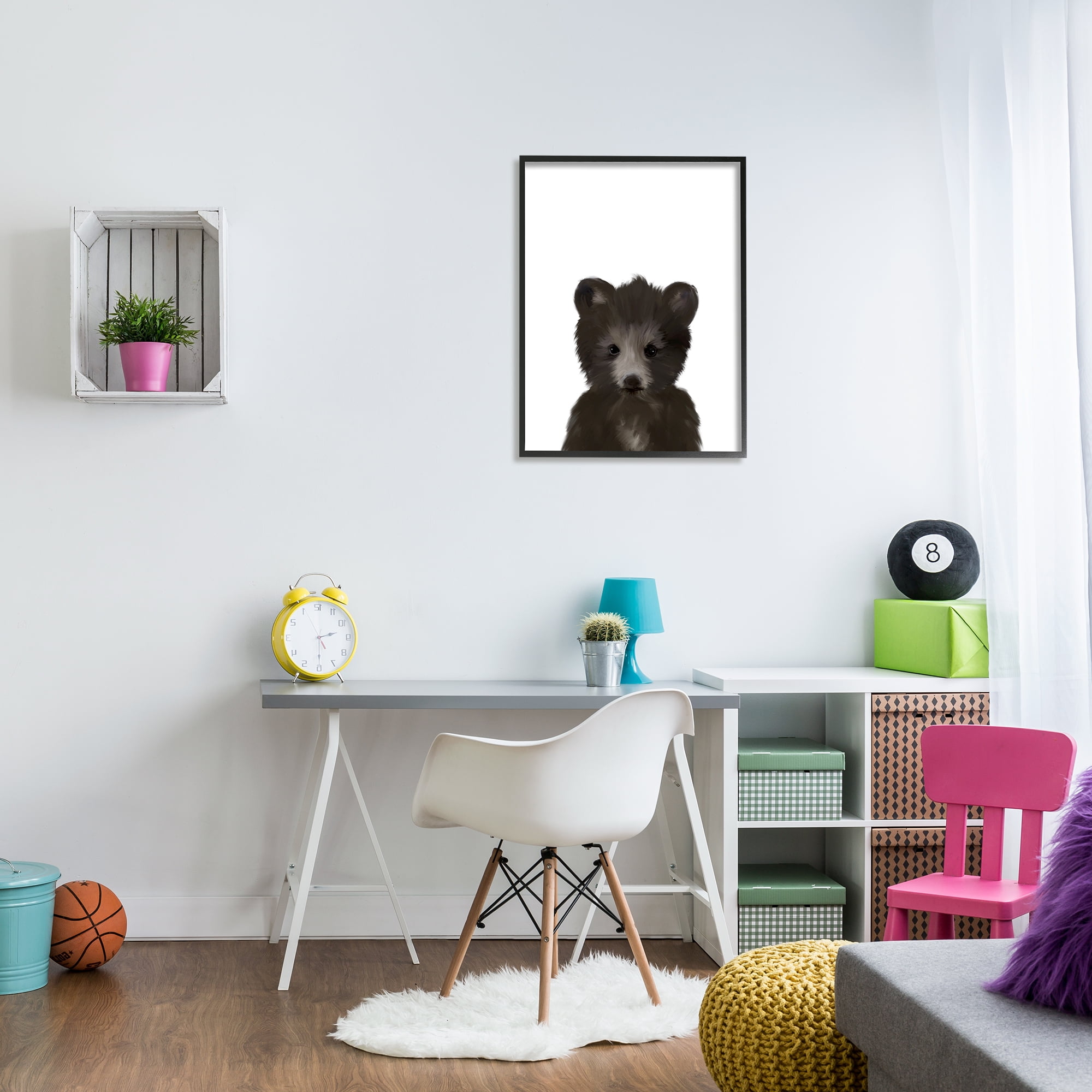 The Kids Room by Stupell Baby Black Bear Animal Kids Painting Framed Giclee Texturized Art by Leah Straatsma