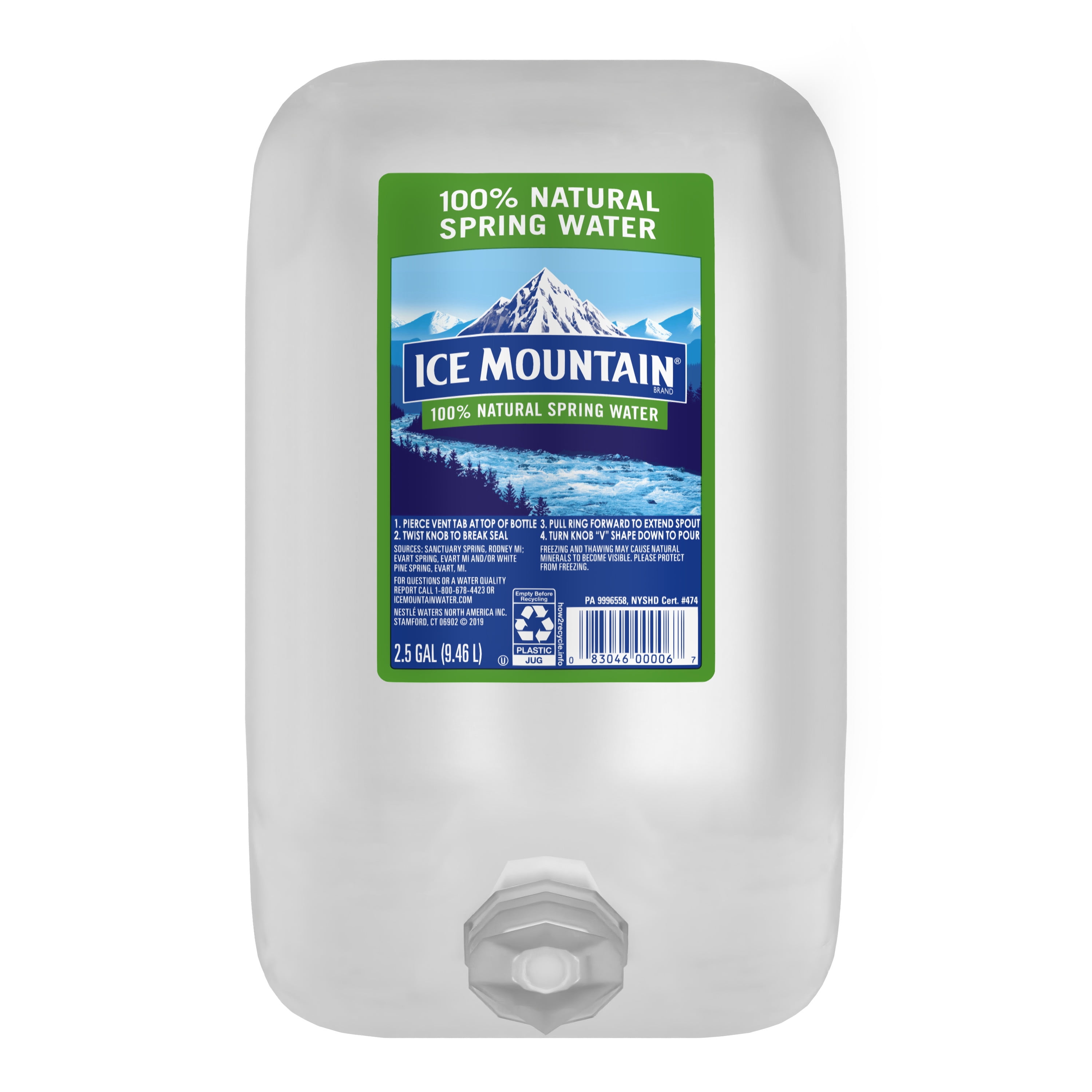 ICE MOUNTAIN Brand 100 Natural Spring Water, 2.5gallon jug Walmart