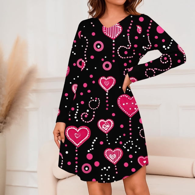 Pyjama pour Femmes Zeophrasy Nuisette à Imprimé à la Mode pour Femmes à Col en V à Manches Longues Coupe Ample avec Poches Clearacne Moins de 5