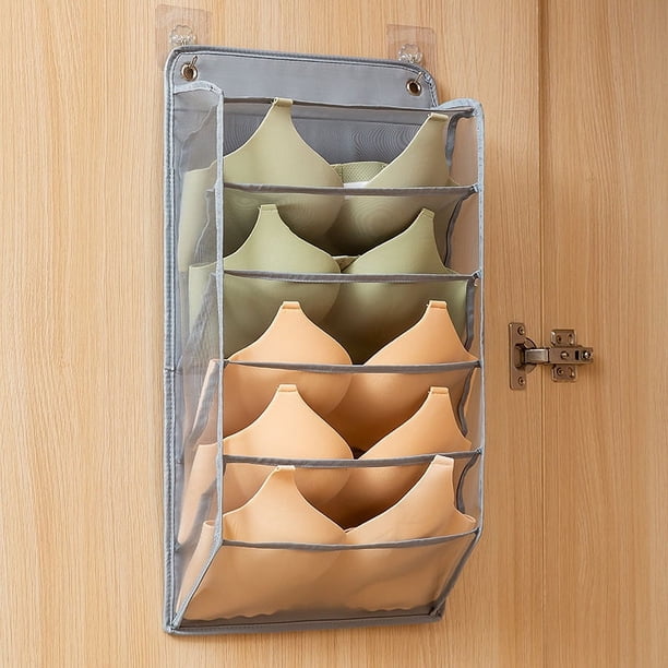 Caja de almacenamiento de ropa interior de pared con bolsa, caja de almacenamiento de ropa interior, calcetines, sujetadores plegables, puerta de almacenamiento, acabado trasero, armario,