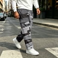 thumbnail image 2 of GrmtClth Cargo Pants for Men All Over Camo Pattern Loose Baggy Cut Multi Storage Pockets Stretch Pull On Daily Street Trousers Gray 4XL, 2 of 8