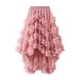 thumbnail image 1 of Gupgi Women Tulle Midi Skirts High Waist Solid Color Irregular Mesh Ruffles Skirt, 1 of 7