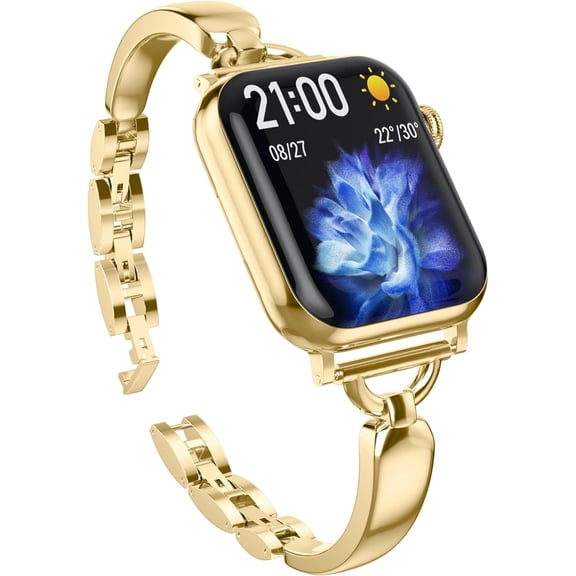 REQO Slim Band Compatible with Apple Watch 41/40/38/44/45/46/49/42mm SE Series 11 10 9 8 7 6 5 4 3 2 1 Ultra, Women Adjustable Replacement Bracelet, Jewelry Metal Strap(49/46/45MM)