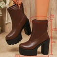 thumbnail image 4 of Brown Feminine Boots With Thick Sole Solid Color Thick Heel High Heels Round Toe Mid Calf For Outdoor Activities, 4 of 4