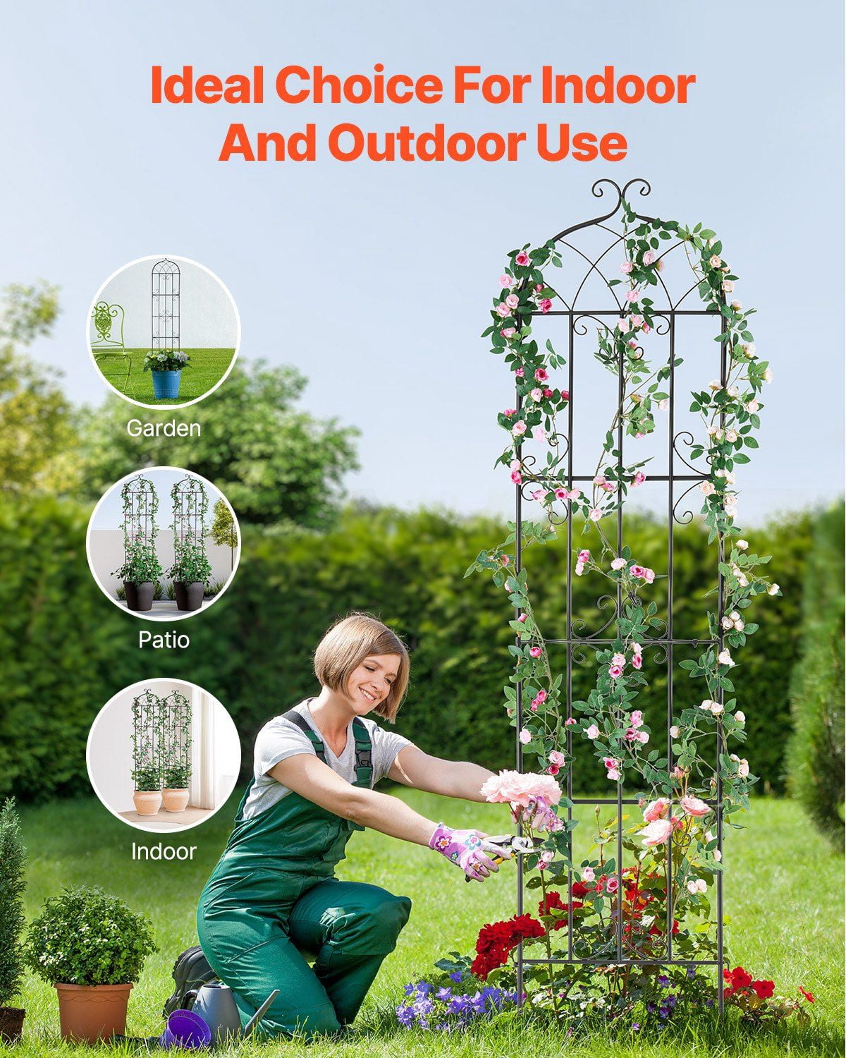 2-Pack 87x20 Inch Metal Garden Trellis for Climbing Plants, Outdoor Rust-Proof Plant Support Trellis for Vine Vegetables, Flowers