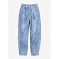 thumbnail image 5 of Women's Plaid Barrel Pants Elastic Waist, Casual Loose Fitting Trousers for Summer Daily Blue S, 5 of 8