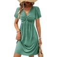thumbnail image 1 of Vestido Acelit Fashion 2025 Summer Twist Front con cuello en V verde XL, 1 of 3