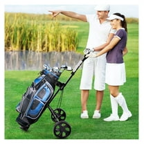 Golf Cart Trolley 2 Wheels, Push Pull Golf Cart with Scoreboard, Lightweight Folding Golf Cart with Removable Wheels, Adjustable Handle, Ball & Tee Holder for Golf Bags