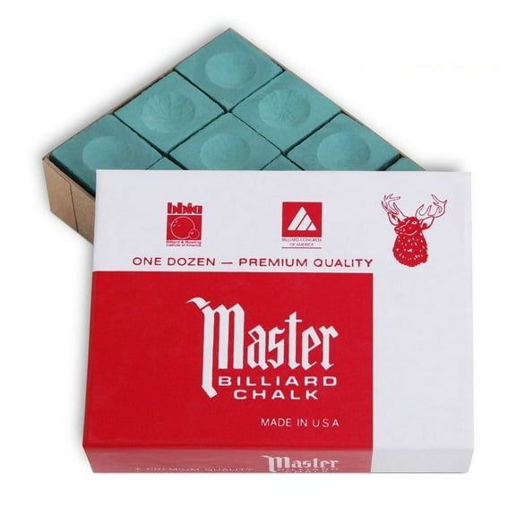Master Billiard Premium Pool Cue Chalk - 1 Dozen - Made in the USA - Spruce