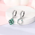 thumbnail image 2 of NARMO Original Horseshoe Clover 925 Sterling Silver Hoop Earrings Green AAA CZ for Women Jewelry Birthday Gift, 2 of 3