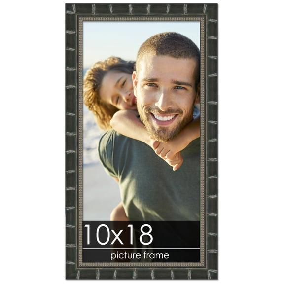 10x18 Bamboo Black Complete Wood Picture Frame with UV Acrylic, Foam Board Backing, & Hardware