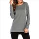 thumbnail image 3 of Sudadera de Mujer de Color Liso con Cuello Redondo, Larga y Abertura Frontal Corta y Trasera Larga Gris Oscuro XXL, 3 of 10