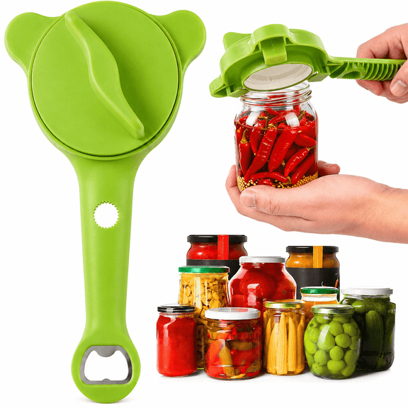 MOJINO Adjustable Jar Opener for Seniors, 4-in-1 Jar and Bottle Opener for Weak Hands, Arthritis, Fits 1-3.5 Inch Lids, Easy Grip Kitchen Gadget