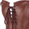 thumbnail image 5 of Steampunk Faux Leather Corset Dress Women Punk Rock Corset with Lace Skirt Halloween Costumes Brown XS, 5 of 5