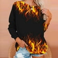 thumbnail image 2 of Penkiiy 3D Flame Printing Pullover for Women Women's Round Neck Flame Printed Loose Sweatshirt Long Sleeve Plunge Sleeve Top Sweatshirt, 2 of 6