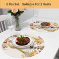 thumbnail image 5 of Fall Grey Orange Round Placemats Set of 2,Braided Polypropylene Place Mats,Thanksgiving Pumpkins Maple Leaf Geometric Table Mats for Kitchen Dinner Holiday Wedding Party Coffee Table Decor 15", 5 of 9
