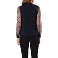 thumbnail image 5 of INSPIRE CHIC Women's Elegant Ruffle Tie Neck Mesh Long Sleeve Blouses Dark Blue XS, 5 of 6