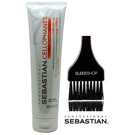 Sebastian CELLOPHANES SAFFRON RED, Color Revitalizer with A3 Complex, Deposit Only, Ammonia-Free, Peroxide-Free (with Sleek Tint Applicator Brush) (SAFFRON RED - 10.1 oz / 300