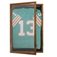 thumbnail image 2 of Merrick Lane Jersey Display Case, 24x36, Hanger Display, Solid Pine Wood, Rustic Brown Finish, 2 of 13