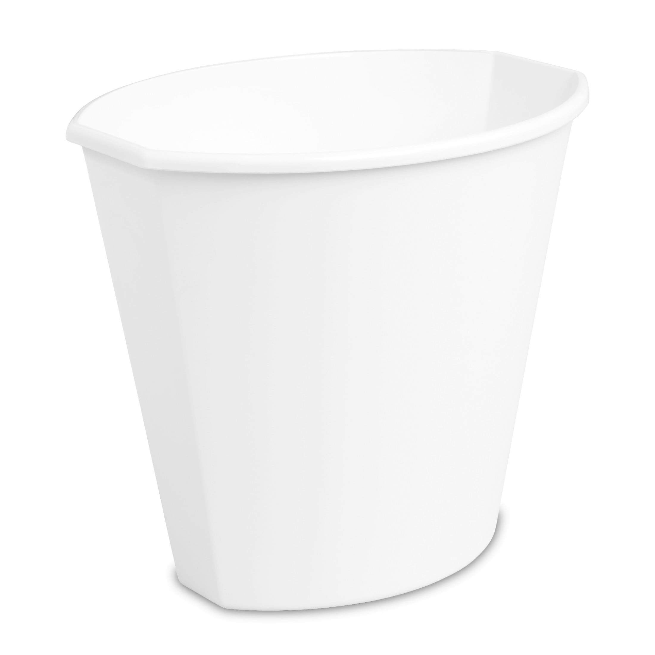 (4 pack) Sterilite Small Bathroom Trash Can, 2.5 Gallon Plastic Garbage Bucket Bin with No Lid, White