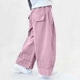 thumbnail image 4 of WPPGONE Little Girls Wide Leg Trousers Lightweight Cotton Loose Fit Baggy Cargo Pants with Pockets Toddler Casual School Fashion Everyday Long Pants, 4 of 6