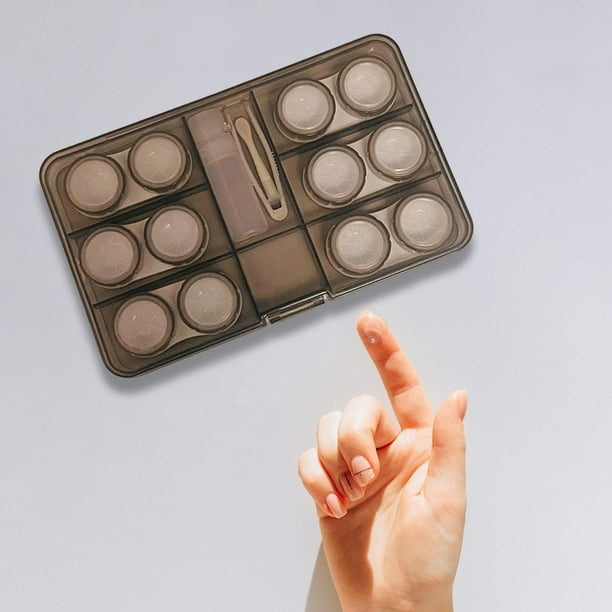 Estuche compacto de contacto Yinane Soporte para contenedor de almacenamiento Gris