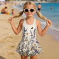 thumbnail image 3 of DISNIMO Girls One Piece Swimsuits Lavender Daisy Printed Kids Sleeveless Swim Dress U Neck Bathing Suit Quick Dry Breathable Swimwear, 3 of 8