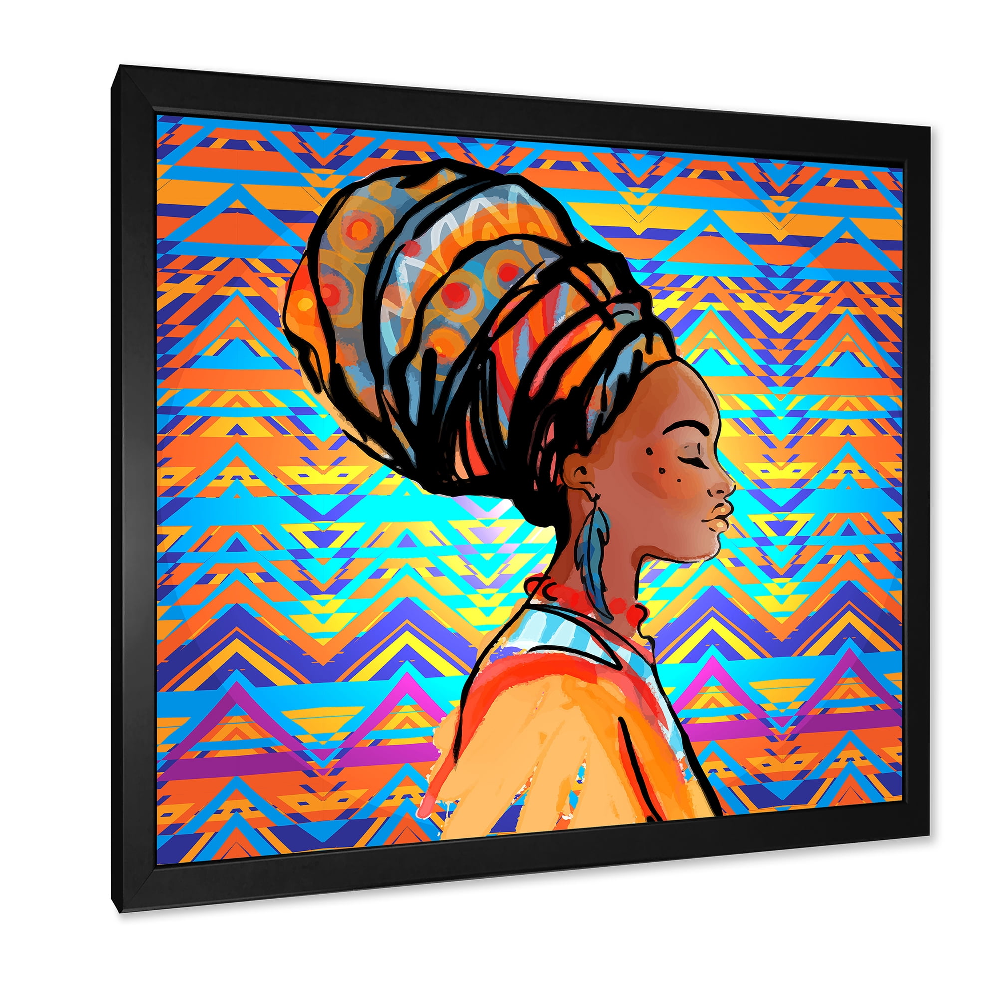 Designart 'African American Woman Portrait with Turban IV' Modern Framed Art Print