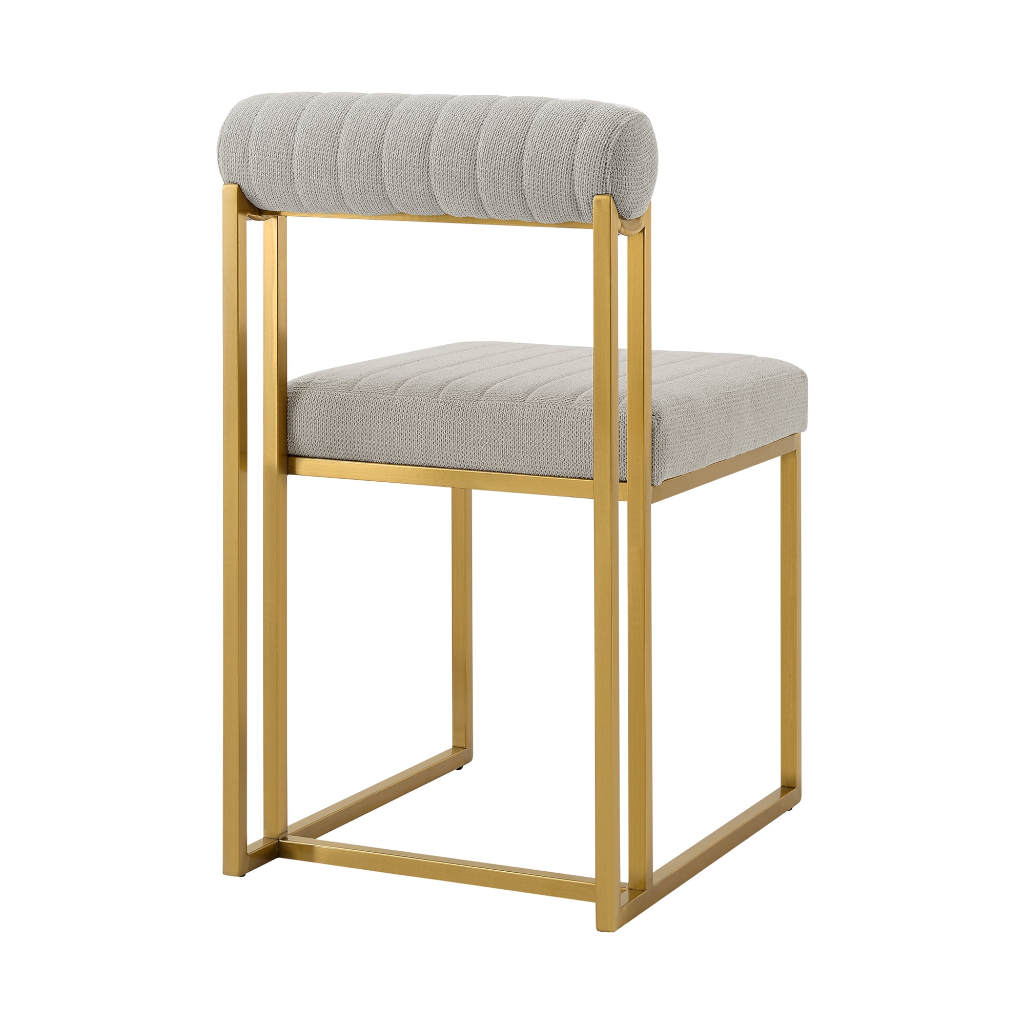 Anastasia Dining Chair with Gold Brushed Stainless Steel and Taupe Fabric - Set of 2