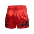 thumbnail image 2 of TiaoBug Kids Boys Muay Thai Shorts Kick Shorts Fight Kickboxing Shorts Fitness Training Sportwear A Red 5-7, 2 of 5
