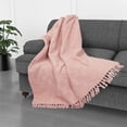 thumbnail image 3 of Kathy Ireland Oversized Chenille Polyester Fringed Basket Throw - Blush - 50” X 70”, 3 of 6