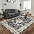 thumbnail image 2 of ZACOO 5' x 7' Vintage Distressed Area Rug for Living Room Bedroom Traditional Medallion Floral Non-Slip Stain Resistant Accent Rug Black, 2 of 7