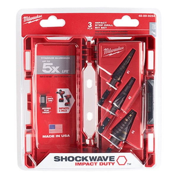 Milwaukee Shockwave 3Piece Impact Duty Step Drill Bit Set 48899254