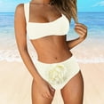 thumbnail image 2 of WEAIXIMIUNG Women's Solid Color Three Flower with Steel Support and Chest Pad Split Swimsuit Swimsuit L, 2 of 9