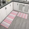 thumbnail image 2 of Pink and Green Striped Pattern Kitchen Rugs Sets Of 2,Anti Fatigue Kitchen Mat Rugs Non Slip Washable,Decorative Kitchen Floor Mats for Kitchen,Sink,Laundry,17"x30"+17"x47", 2 of 7