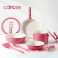 thumbnail image 3 of Carote 18 Pcs Ceramic Nonstick Cookware Set, Pots and Pans with Detachable Handles, Oven/Dishwasher Safe, Stackable Kitchen Cooking Set, Rose Pink, 3 of 7
