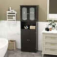 thumbnail image 2 of Costway 64.5" Tall Bathroom Cabinet with Tempered Glass Doors Adjustable Shelves Black, 2 of 10