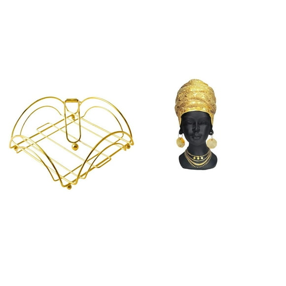 Servilletero,Servilletero Soporte para pañuelos de papel de mesa,Dispensador de servilletas vertical con base de hierro,Estatua de mujer africana,Estante de oficina con estatua de mujer africana