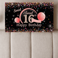 thumbnail image 5 of Sweet 16th Birthday Background Banner with Glitter Balloons Sparkles Party Supplies Photography Props Decors for Celebrations Events Photo Booth Backdrops, 5 of 7