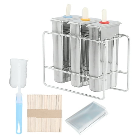 

Safe Ice Lolly Mold Ice Cream Mold For Home Kitchen 3Pcs Double- Ice Cream Mold + Stainless Steel Bracket