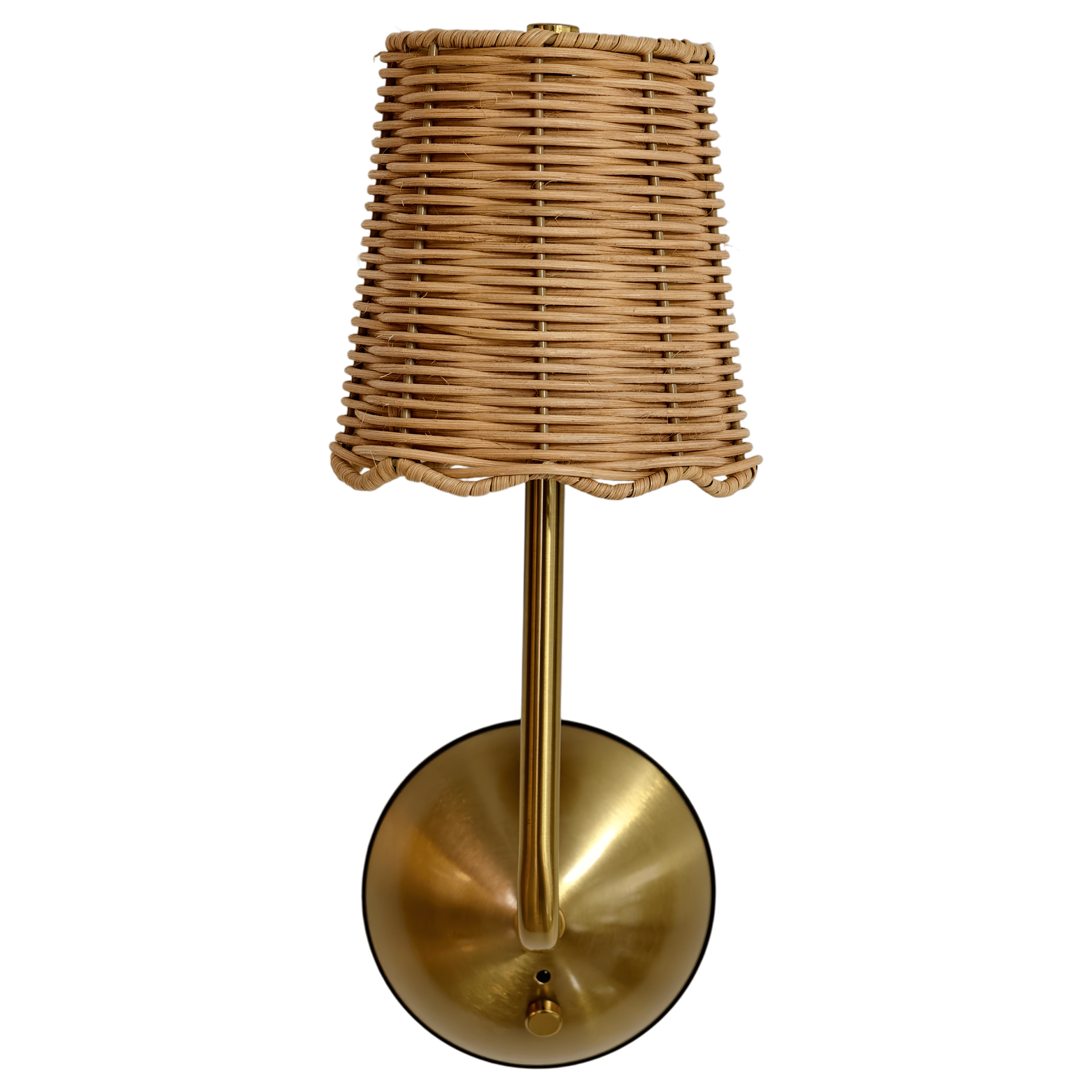 Home Decor Collection Sterling & Noble Home Scalloped Woven Rattan Rechargeable Wall Sconce