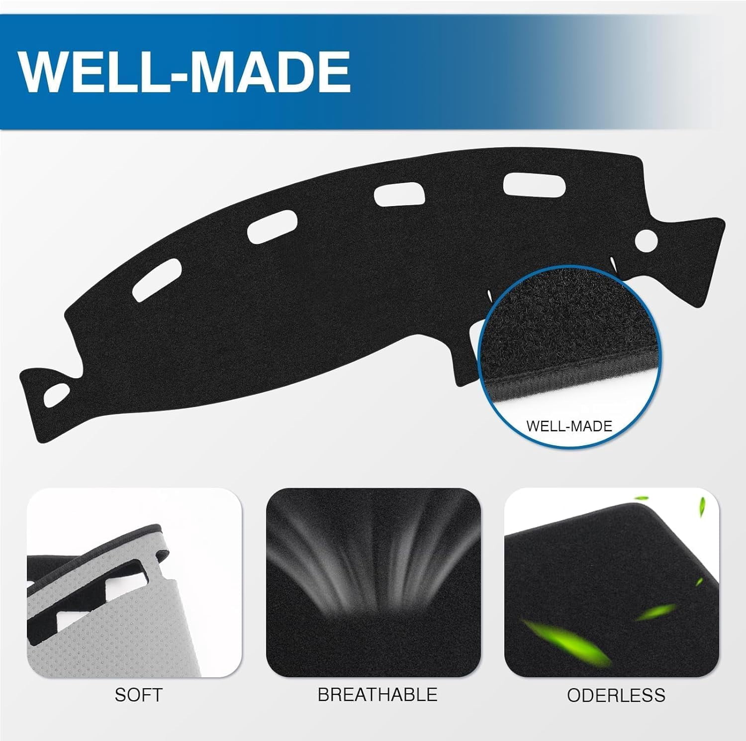 Canvcle Car Dash Cover for Dodge Ram 1500 2500 3500 1998 1999 2000 2001 Left Hand Driving Polyester Non-Slip Center Console Interior Accessories for Ram Pickup Sunshade No Glare Black