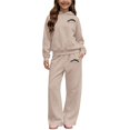 thumbnail image 4 of sususu Girls Letter Hoodie And Pants Set Casual For Everyday Wear, 4 of 7