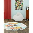 thumbnail image 3 of Unique Loom Whimsy Kids Collection Area Rug - Trucks (7' 10" Round Teal/Ivory) Perfect For Kids Bed Room/Nursery Room/Living Room/Class Room/Play Room, 3 of 5