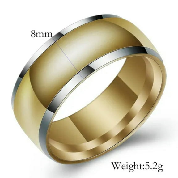 8mm Silver&Gold Plated Band Men's Gift 316L Stainless Steel Wedding Ring Sz 7-12