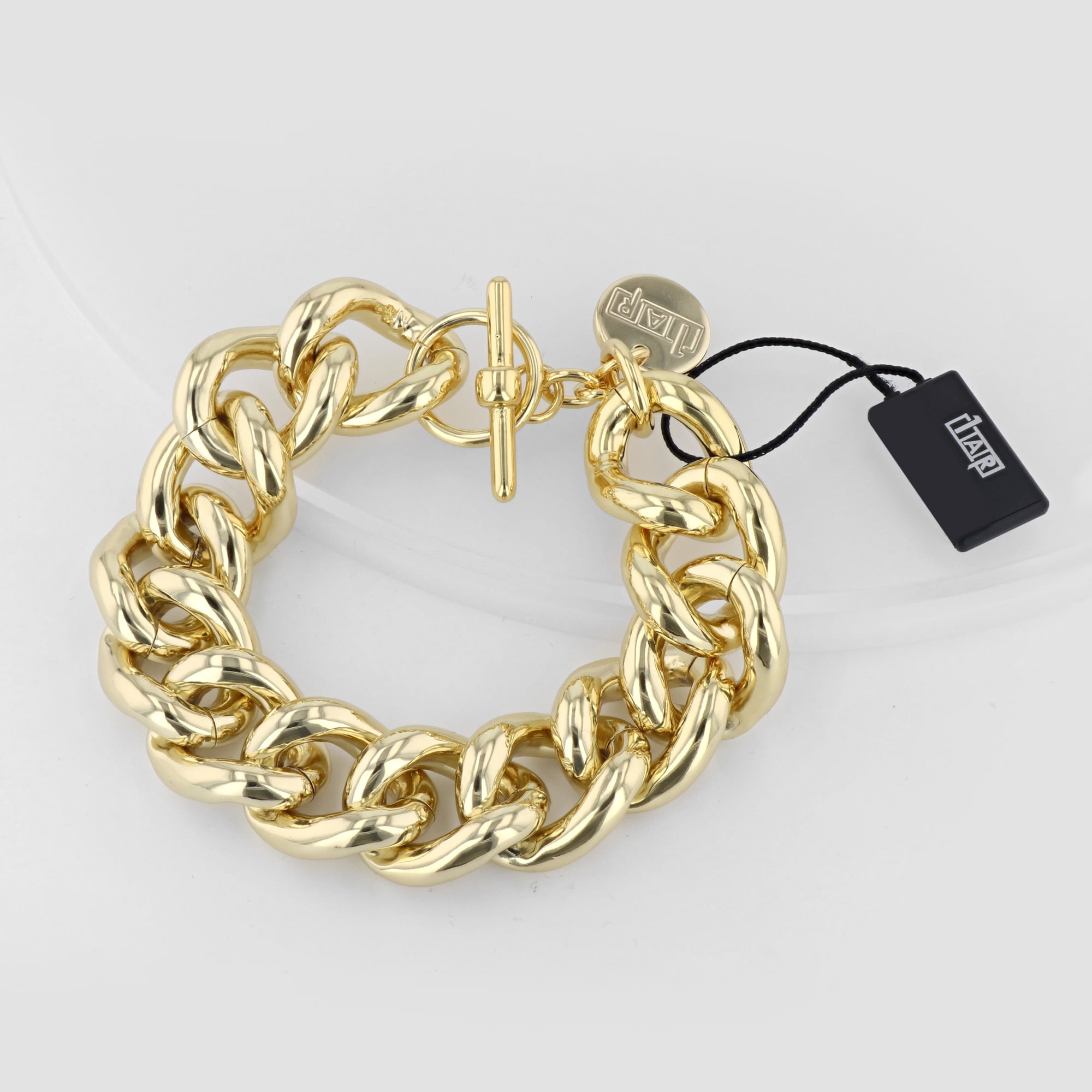 X & O 18KT gold plated classic groumette chain bracelet with toggle