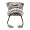thumbnail image 2 of Grunge Emo Clothes Accessories Cute Cat Ear Hat Striped Crochet Y2k Beanie,One Size, 2 of 5