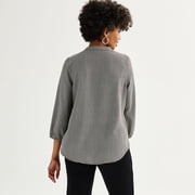 Women's Croft & Barrow® Y-Neck Blouse Color: Ivory Petite Garden Size: SMALL